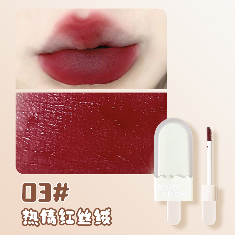 Kakashow Ice Cream Lip Gloss Lip Lacquer White Lipstick Velvet Matte Matte Lip Mud No Stain on Cup Lip Gloss Female