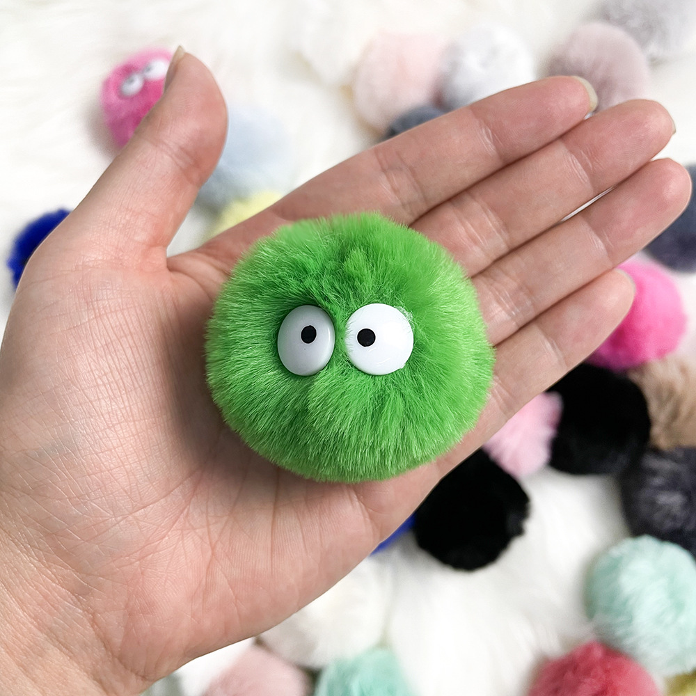 定做仿獭兔毛绒球 服装鞋帽辅料饰品挂件diy配饰加眼睛人造毛球