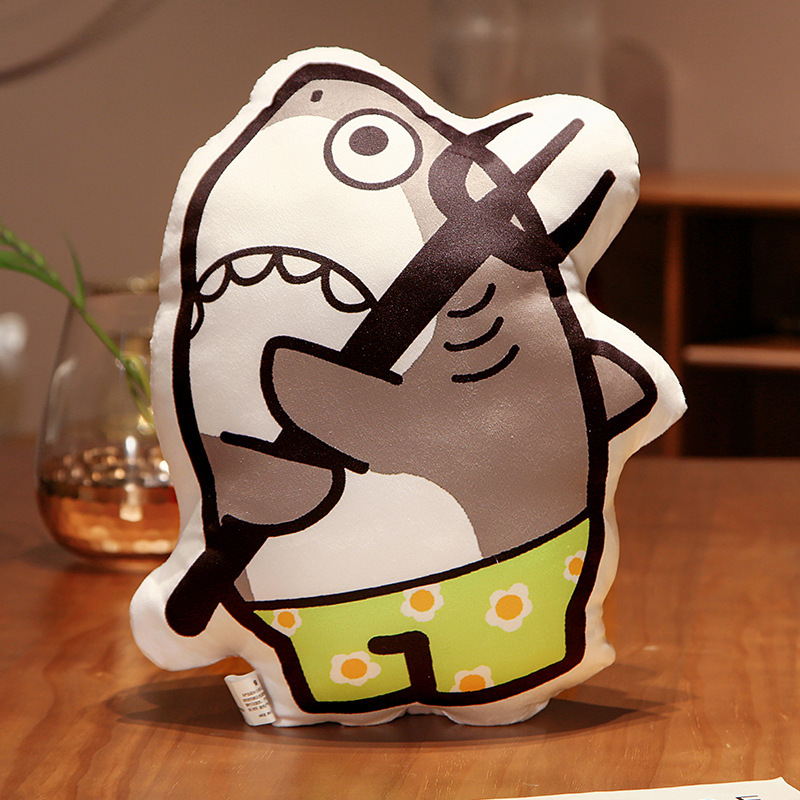 沙雕鲨鱼抱枕车载枕鲨币鲨瓜毛绒腰靠垫搞怪礼物整蛊午睡枕沙发垫