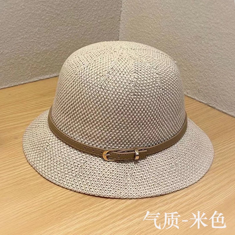 Western Style All-Match Summer Sun Hat Women's Sun Hat Basin Hat New Western Style Leather Buckle Fisherman Hat Foldable