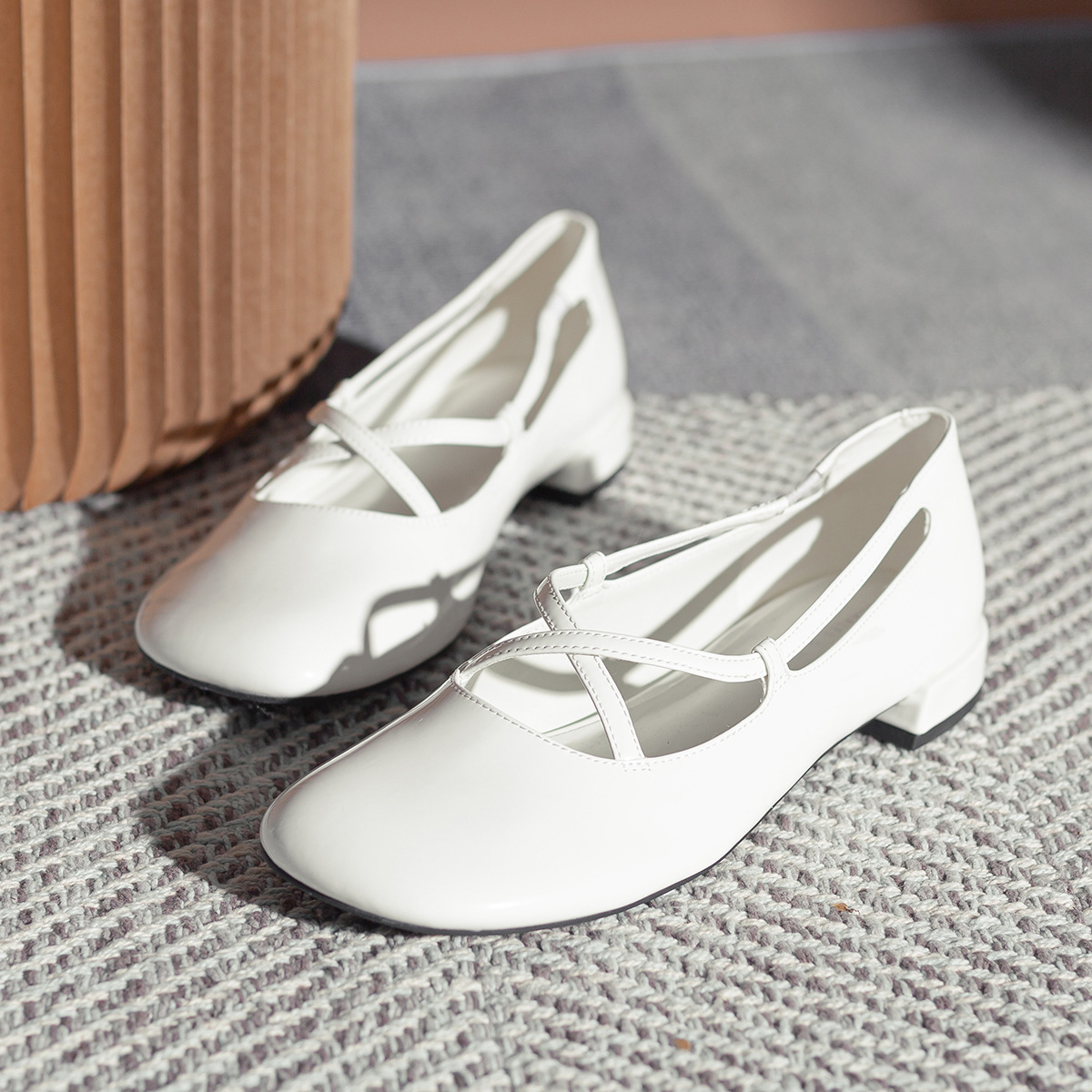 断码清仓特价小c家芭蕾舞鞋软皮方头平底鞋子交叉绑带玛丽珍单鞋