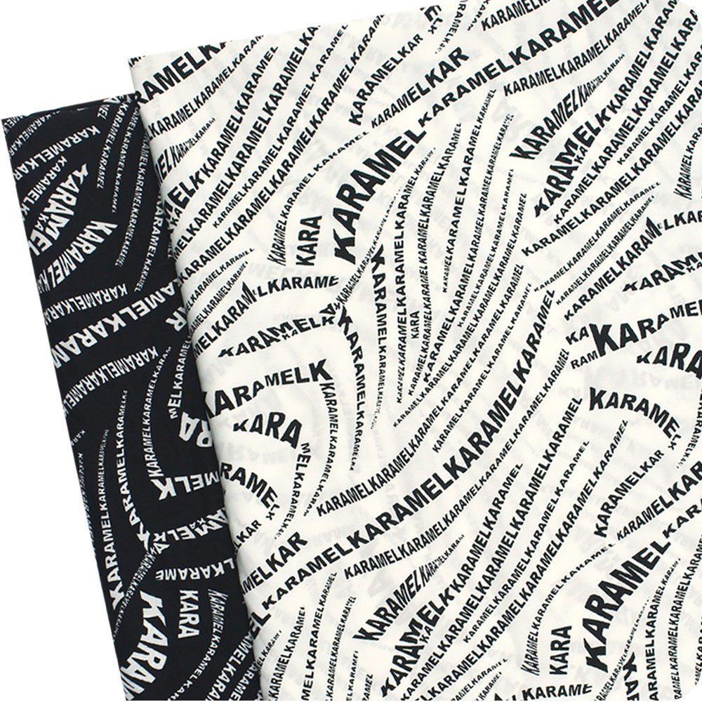 破卡平纹缎印花 英文字母不透雪纺印花布 连衣裙衬衫阔腿裤面料