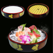 三文鱼盘子鱼生冰盘商用刺身盘塑料冰碟日式餐具料理寿司板海鲜盘