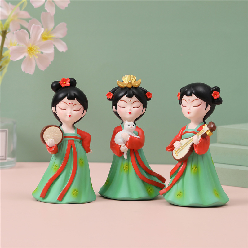 唐仕女夜宴繁花盲盒可爱工艺品家居摆件手办玩偶礼物旅游纪念品