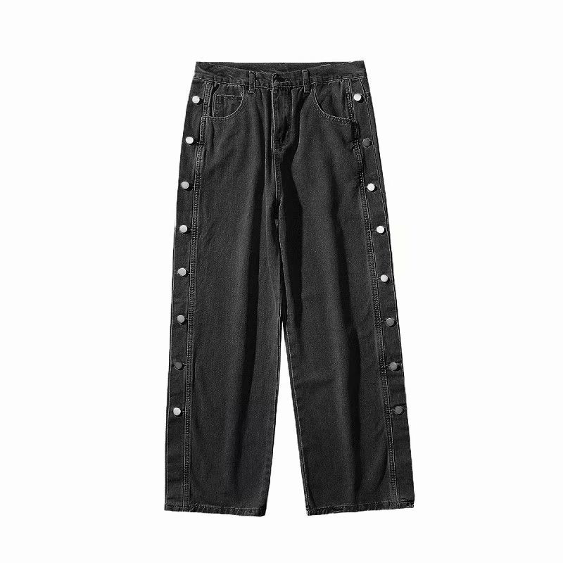 Breasted Jeans Men's Fashion Brand Straight Korean Style Loose Student Trendy Ins Wide Leg Leisure Daddy Pants Delivery