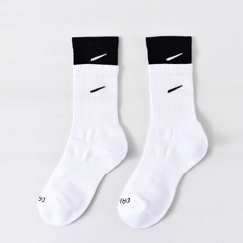 Suwannike Socks Color Double-Layer Stitching Men's and Women's Mid-Length Towel Bottom Sports Socks One-Piece Delivery