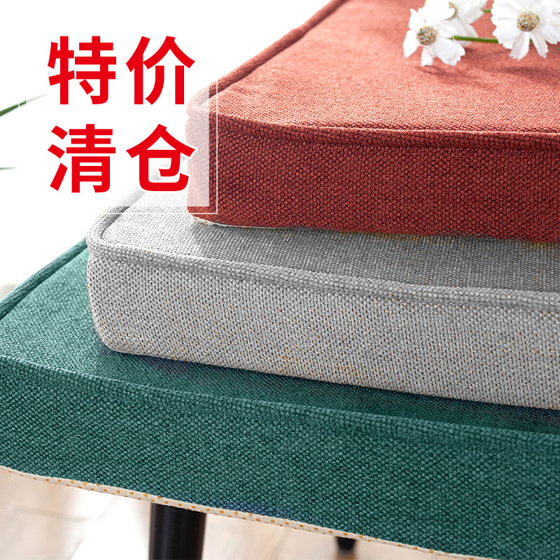 加高加厚仿棉麻坐垫餐椅坐垫海绵垫沙发垫四季用防滑垫飘窗垫批发