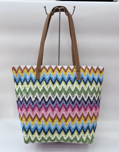 Spot Wave Straw Bag