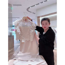 YT332960今年流行的漂亮鱼尾裙高端精致粉色蕾丝连衣裙子女装2024