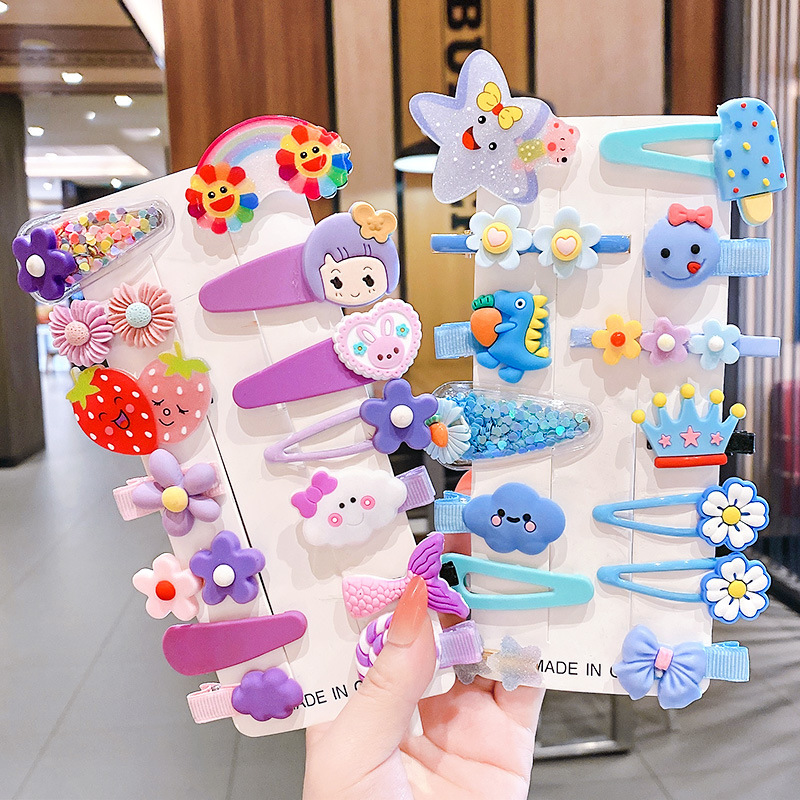 Children Silica Gel Hairpin Internet Influencer Hairpin New Baby Cute Hair Clip for Broken Hair Korean Princess Rainbow Flower Headwear