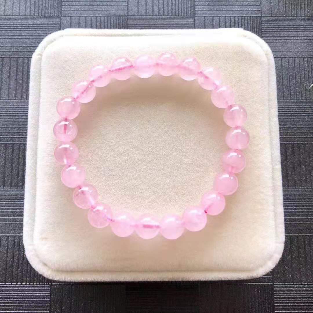 Natural Pink Crystal Bracelet Madagascar Pink Crystal Bracelet Fresh Simple Single Circle Jewelry Live Gift