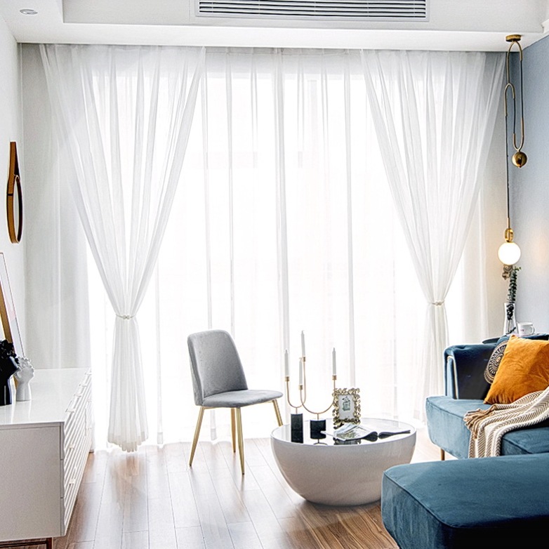 北欧风 白色纹理窗纱窗帘阳台飘窗客厅民宿成品轻纱朦胧隔断纱帘