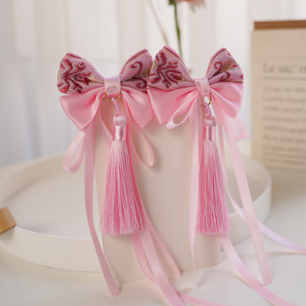 中国风新年儿童发夹古风蝴蝶结女童发饰汉服唐装飘带小女孩发卡