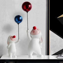 软装气球兔子摆件批发客厅电视柜ins玄关摆设创意轻奢树脂家居品