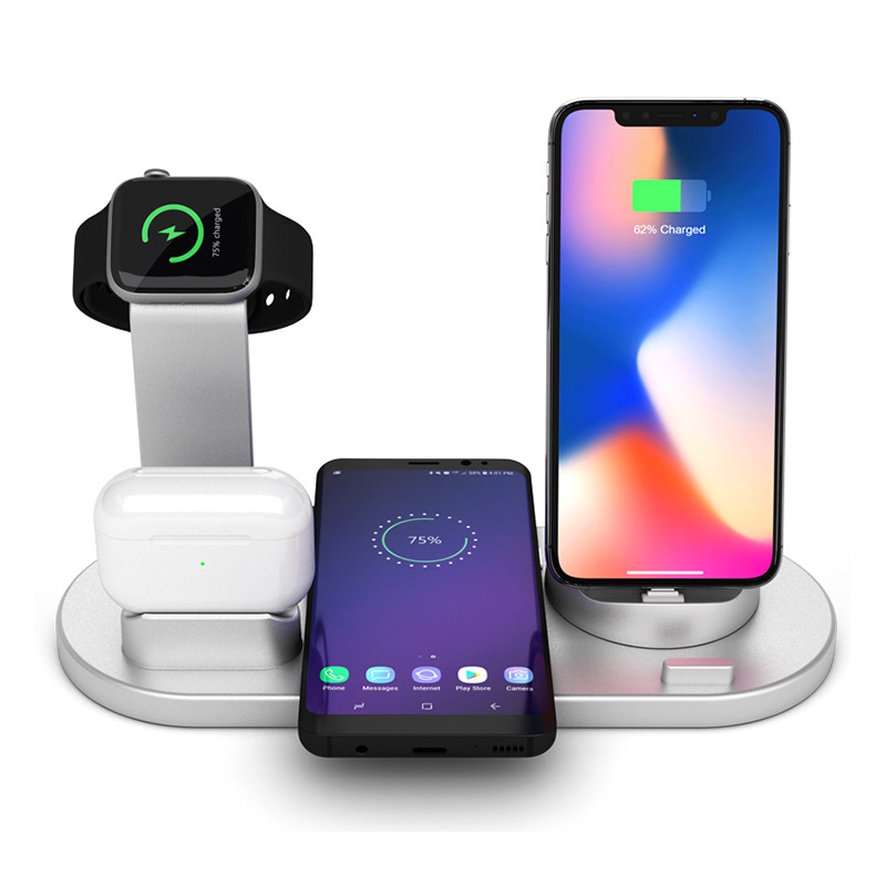 Amazon Hot Wireless Phone Charger Bluetooth Headset Wireless Charging Desktop Stand Six-in-One Wireless Charging