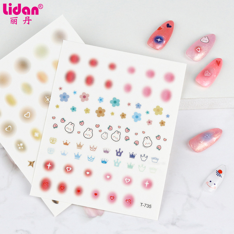 Nail Stickers Wholesale Korean Blooming Stickers Nail Flower Girlish Fresh Nail Stereo Nails Decals