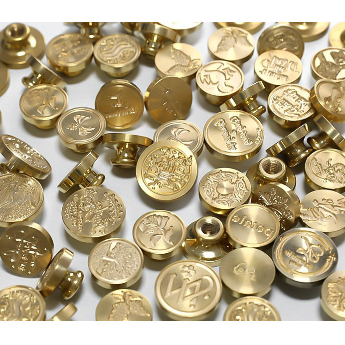 Factory Direct Supply Carved Brass Chapter Head Wax Seal Children Hand Account Wax Grain Full Set Wholesale a Variety of Patterns