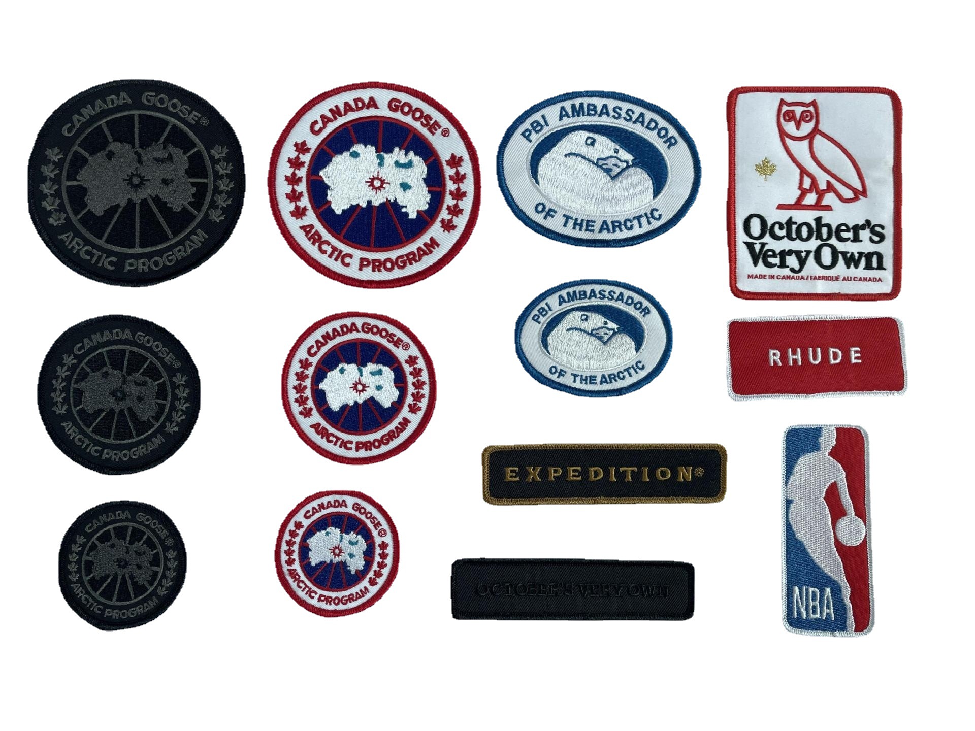 电脑绣花章大鹅羽绒服圆形徽章绣花标衣服装饰刺绣布贴锁边无背胶