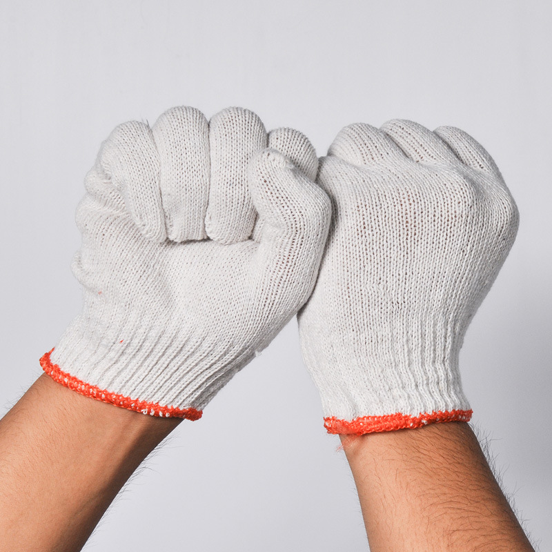 劳保手套工人保暖防护工作手套 男女加厚耐磨尼龙手套白手套包邮