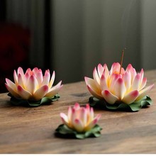 陶瓷莲花香插 中式荷花禅意家居客厅茶室佛堂佛系装饰工艺品跨境