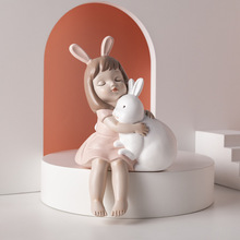 可爱兔子小摆件公主房间装饰少女卧室ins儿童房女孩书桌布置
