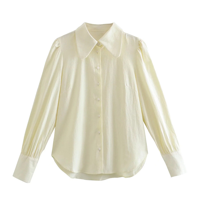 春夏薄款开襟衬衫女早春小众韩系娃娃领青春学院感休闲开衫衬衣女