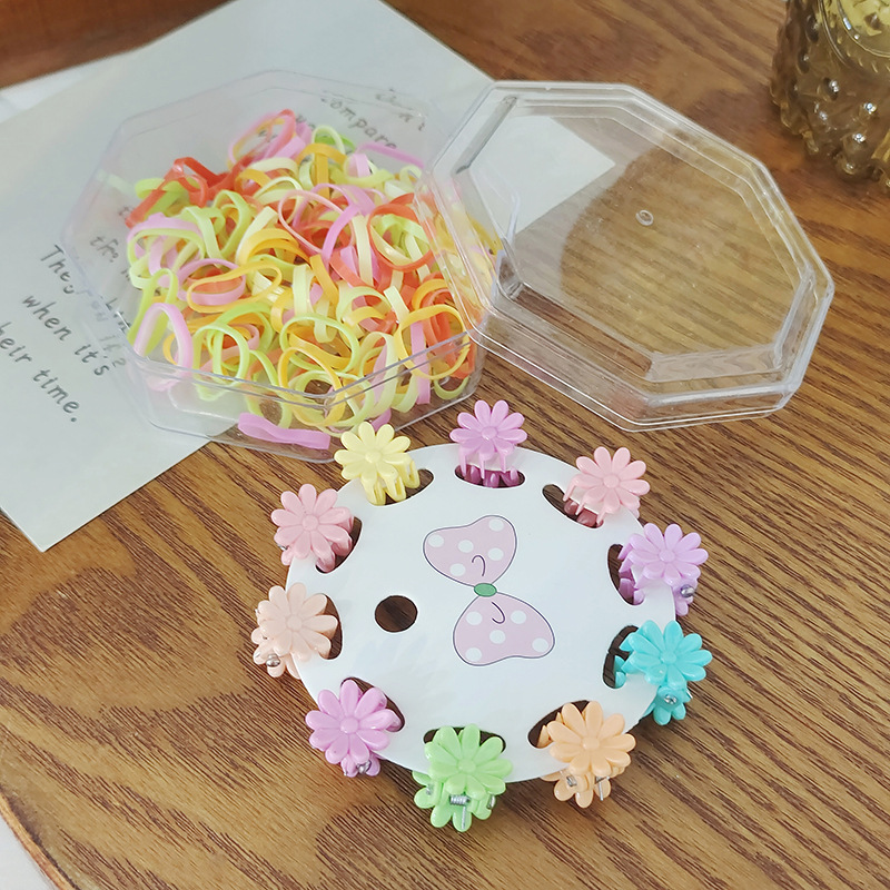 New Cute Mini Children's Rubber Band Small Jaw Clip Cartoon Love Five-Pointed Star Sweet Hair Pin Color Small Leather Band