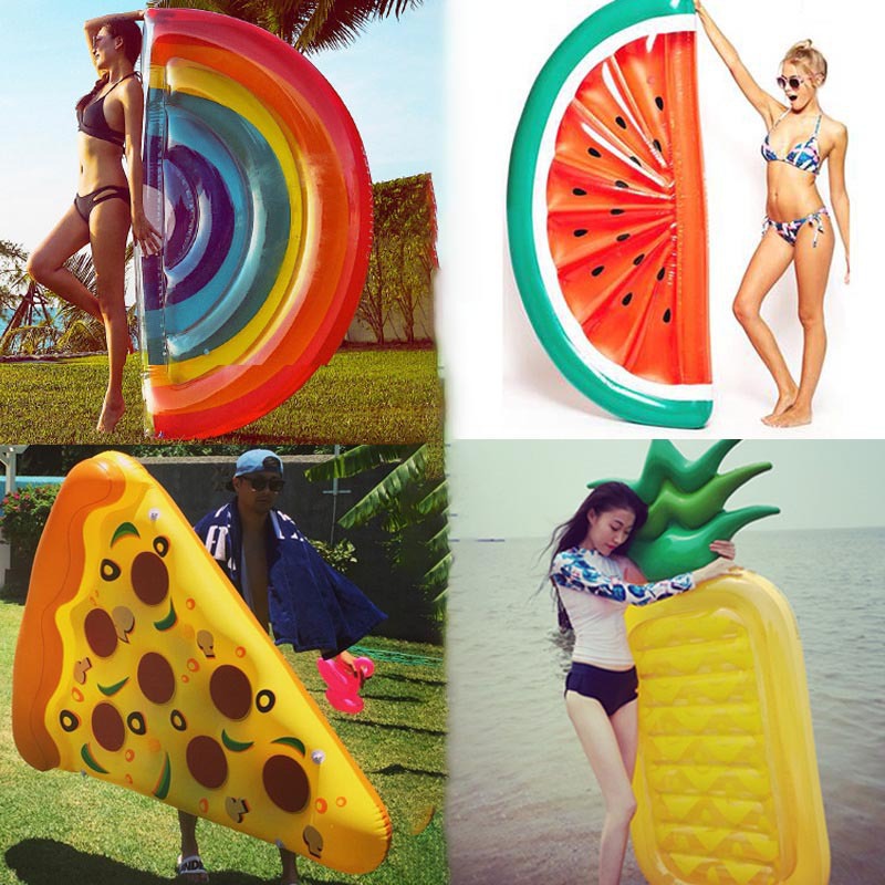 Factory Spot Inflatable Thickened Watermelon Floating Row Pvc Water Inflatable Toy Mount Swimming Ring