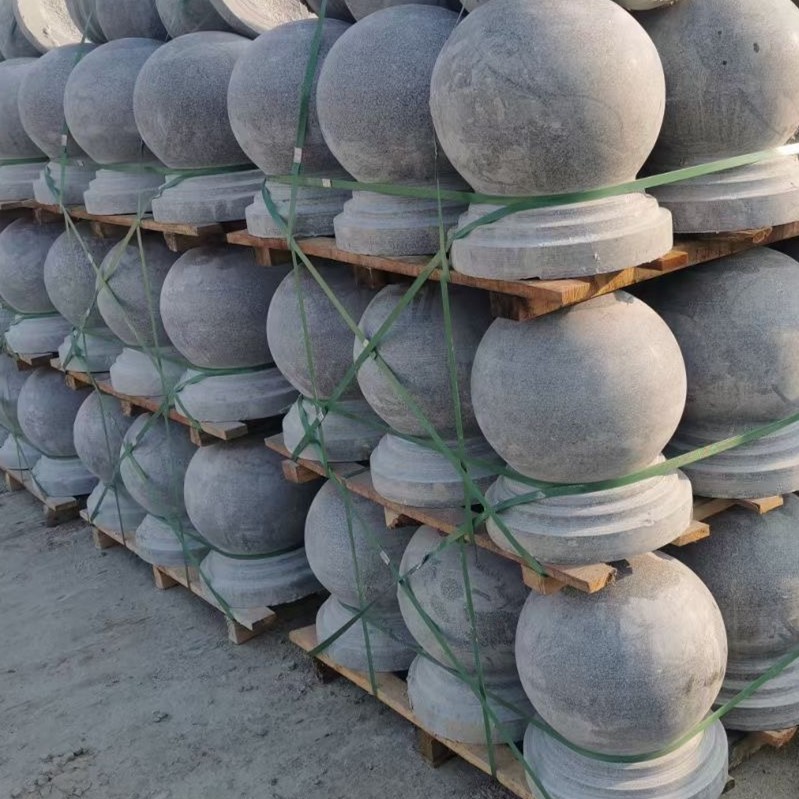 花岗岩大理石芝麻白路障石球防撞圆球挡车球广场拦路石墩公园石