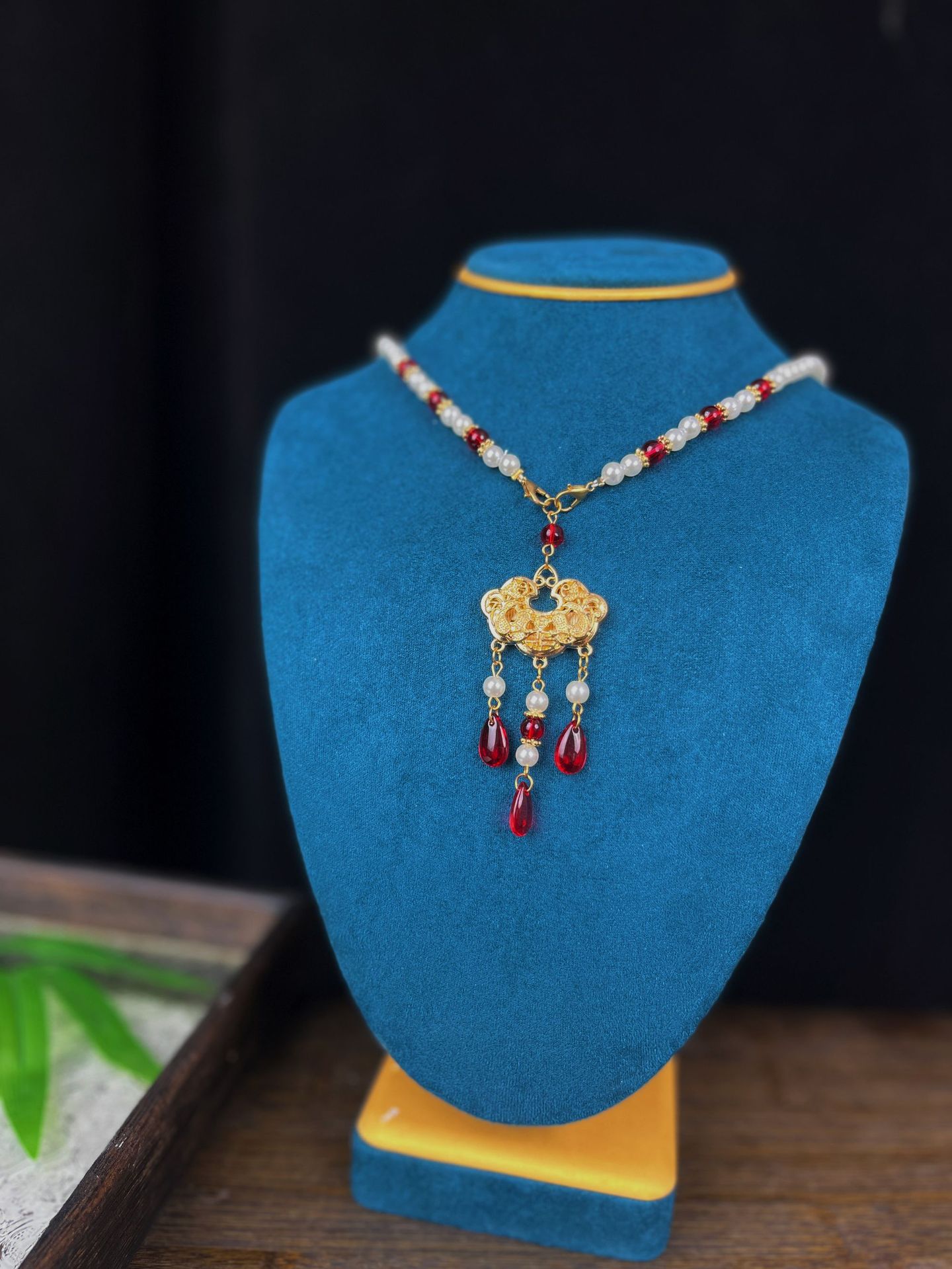 汉服古风项链日常百搭配饰珍珠链平安锁复古短流苏璎珞马面裙吊坠