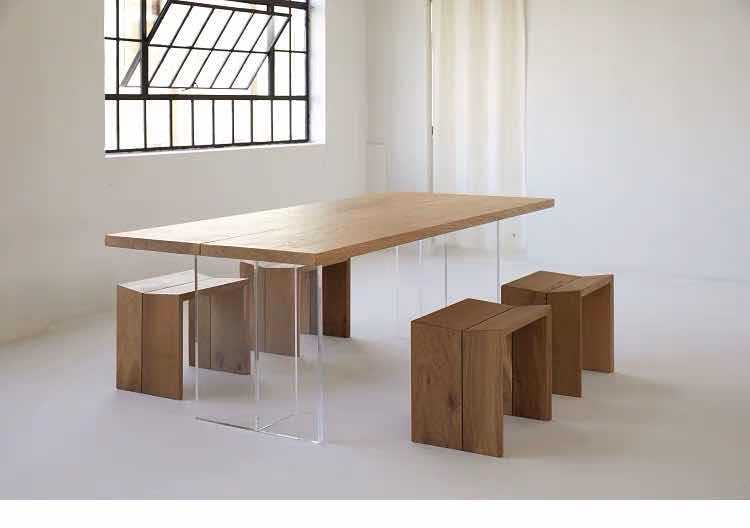 亚克力透明餐桌茶几吧台桌腿厚板t型20 30 40 50 60有机玻璃支架