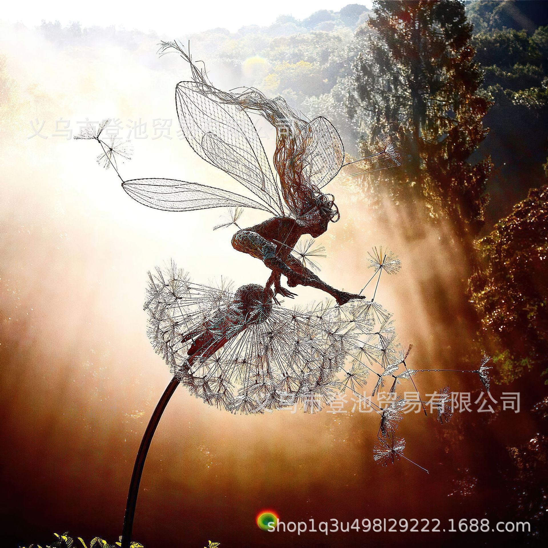 Products in Stock New Independent Station Dandelion and Fairy Magical Fairy Wire Statue Garden Decorative Crafts