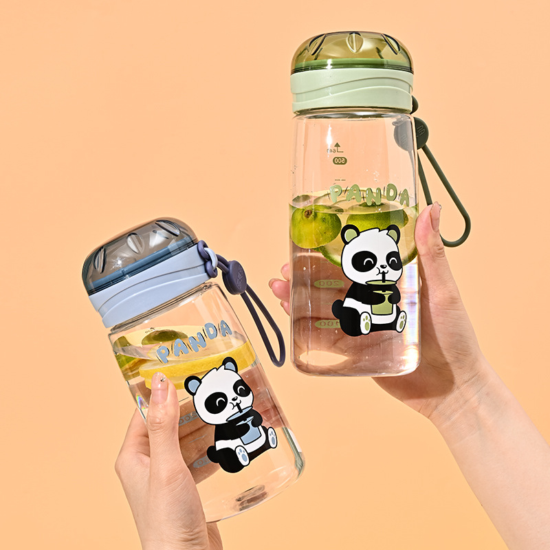 Factory Direct Panda Water Cup Opening Season Student Summer Plastic Water Cup Wholesale Female Ins with Strainer