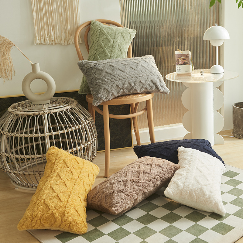 Jacquard Plush Geometric Three-Dimensional Pillow Pillow Cushion Cover More Sizes Living Room Sofa Pillow Cases