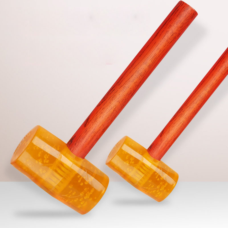 透明橡皮锤塑料榔头橡胶锤木柄香槟锤瓷砖多功能施工安装橡胶锤子