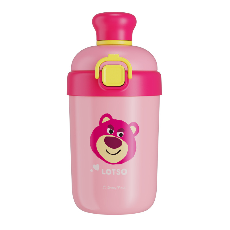 Disney Strawberry Bear Vacuum Cup 316 Stainless Steel Student Cup Cover Portable Travel Good-looking Drinking Cup