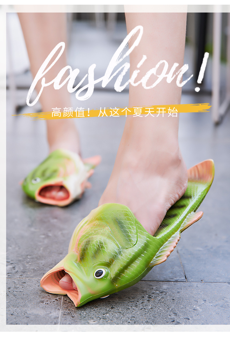 网红鱼拖鞋女2021男士搞怪创意时尚咸鱼一字拖居家室外奇葩凉拖鞋