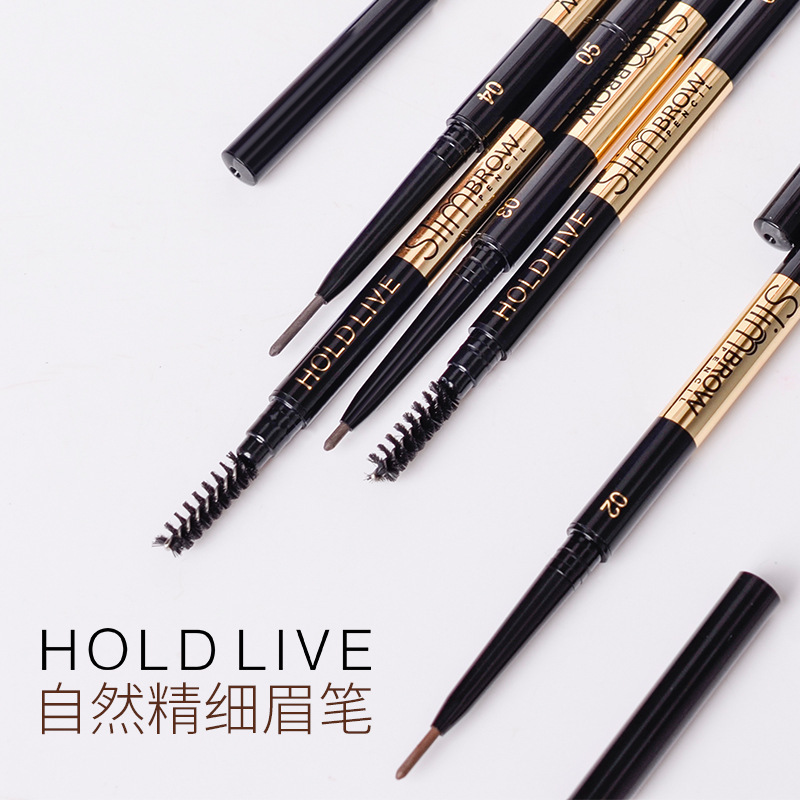 Makeup Hold Live Natural Fine Eyebrow Pencil Rotating Automatic Double Head Eyebrow Pencil Waterproof Sweatproof Fadeless Thin Head