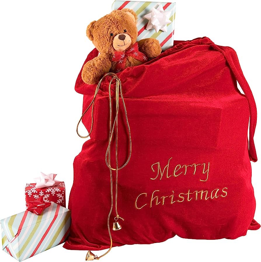 新款圣诞绒布特大号抽绳束口袋 单面植绒礼品袋 圣诞老人礼物包装
