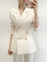 2023春季新款小西装外套女纯色韩版时尚修身双排扣短款西装上衣女