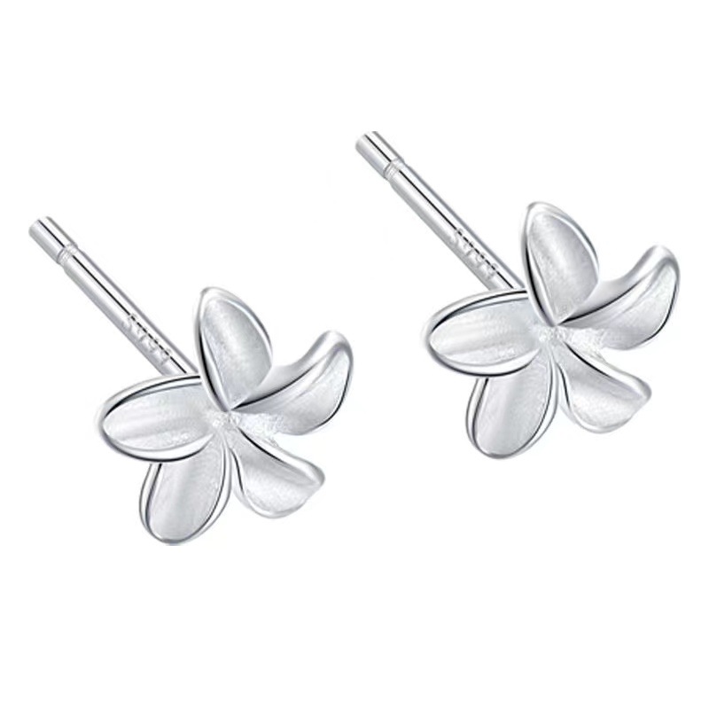 S999 Sterling Silver Stud Earrings for Women Simple Mini Earrings Love Butterfly Mori Style Ear Bar Ear-Caring Anti-Blocking Silver Earrings