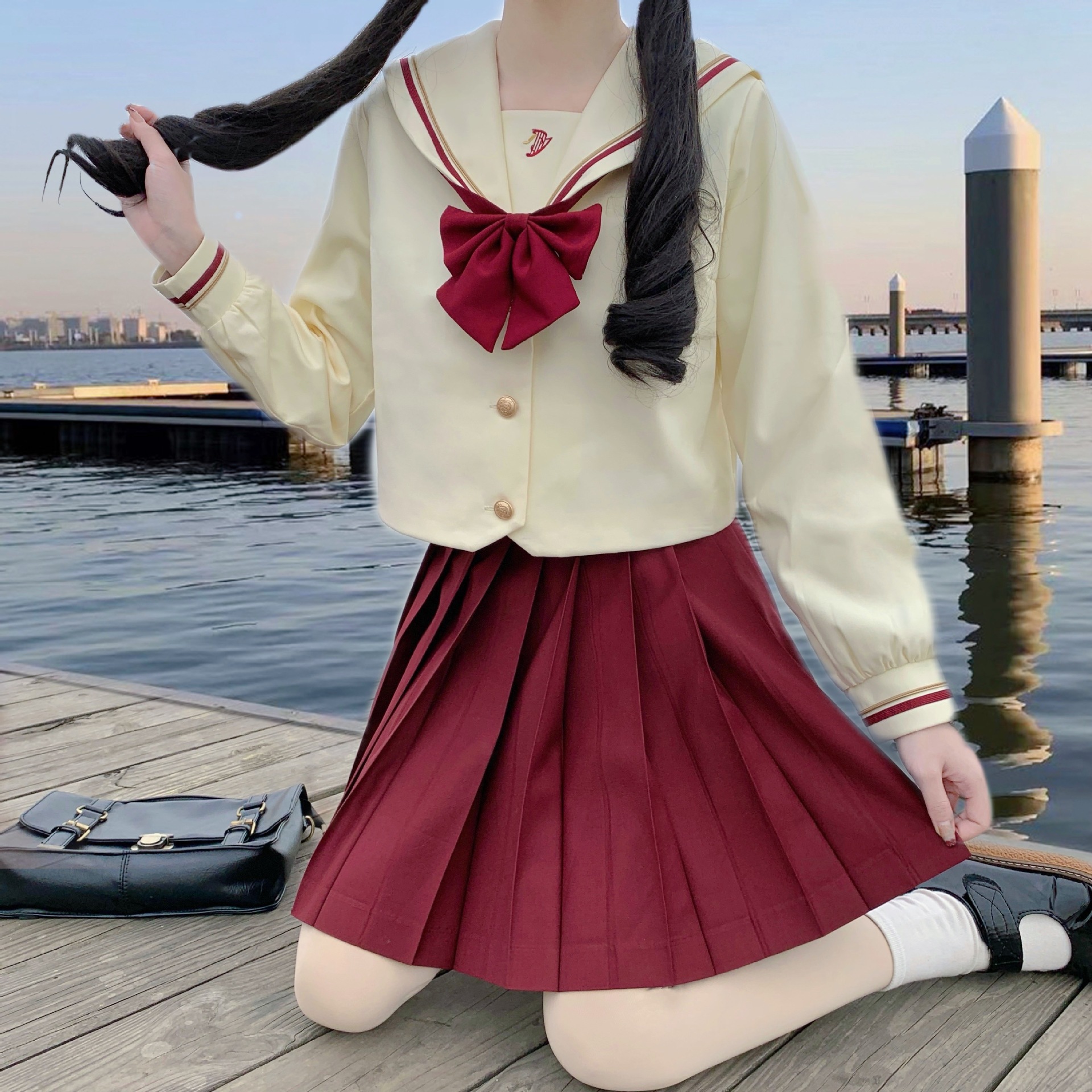 赤金jk制服套装春夏日系学院风正统洋气海军领水手学生两件小个子