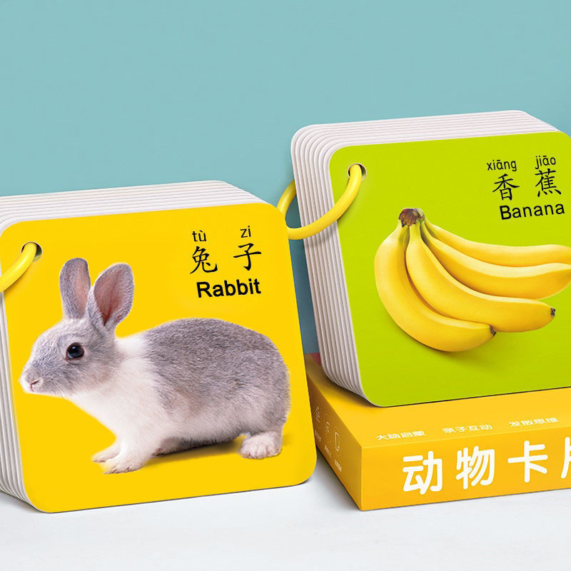 动物卡片早教认知儿童识字看图识物启蒙书婴幼儿宝宝认字益智玩具