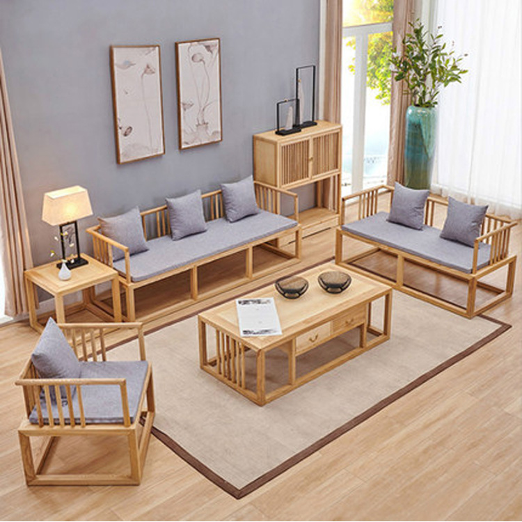 白蜡木新中式沙发茶几简约现代实木沙发组合客厅小户型新中式家具