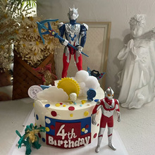 网红蛋糕装饰品摆件超人拿枪儿童男孩生日派对用品椰子树插件装饰
