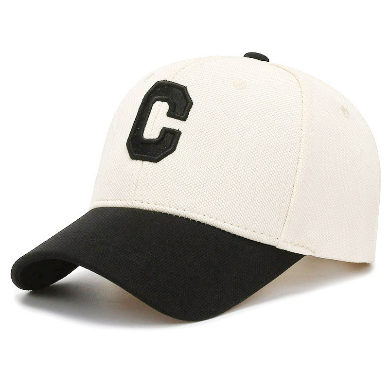Hat Women's Korean-Style All-Matching Baseball Cap Color Matching Fashion New Peaked Cap Polo Cloth Embroidered C Letters