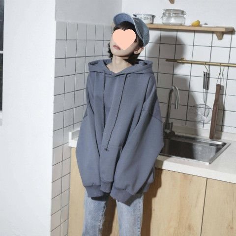 加绒加厚雾霾蓝卫衣女秋冬保暖新款韩版宽松潮ins超火慵懒风外套