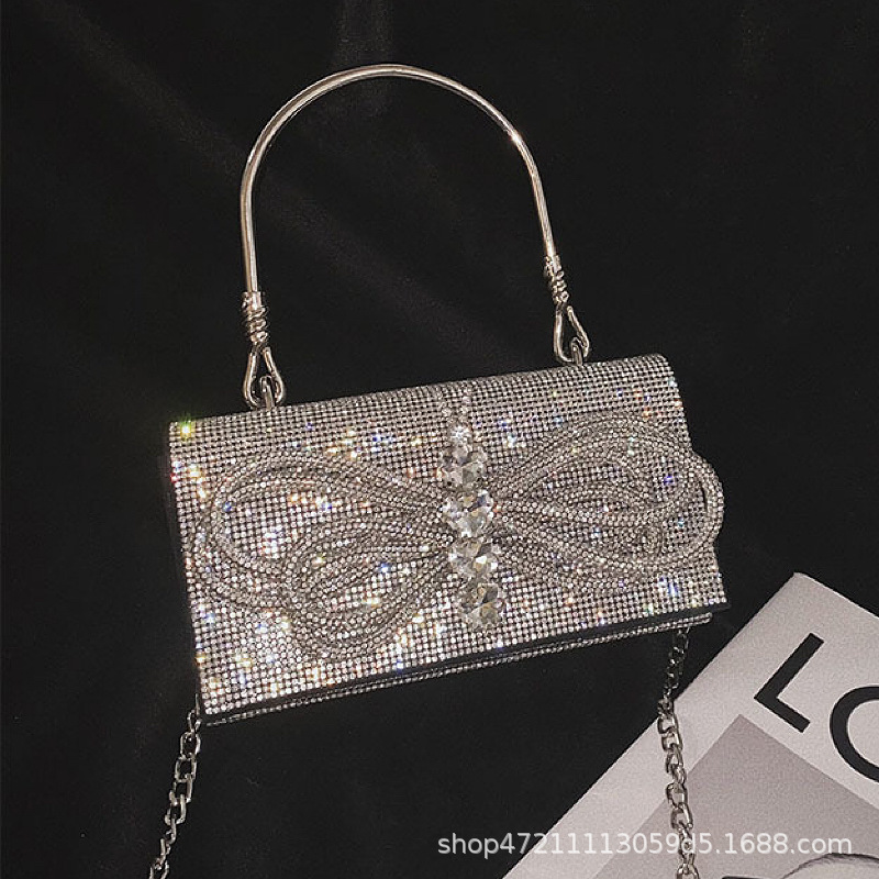 French Minority Butterfly Diamond Bag New Blingbling Rhinestone Diamond Evening Bag Handbag Messenger Bag