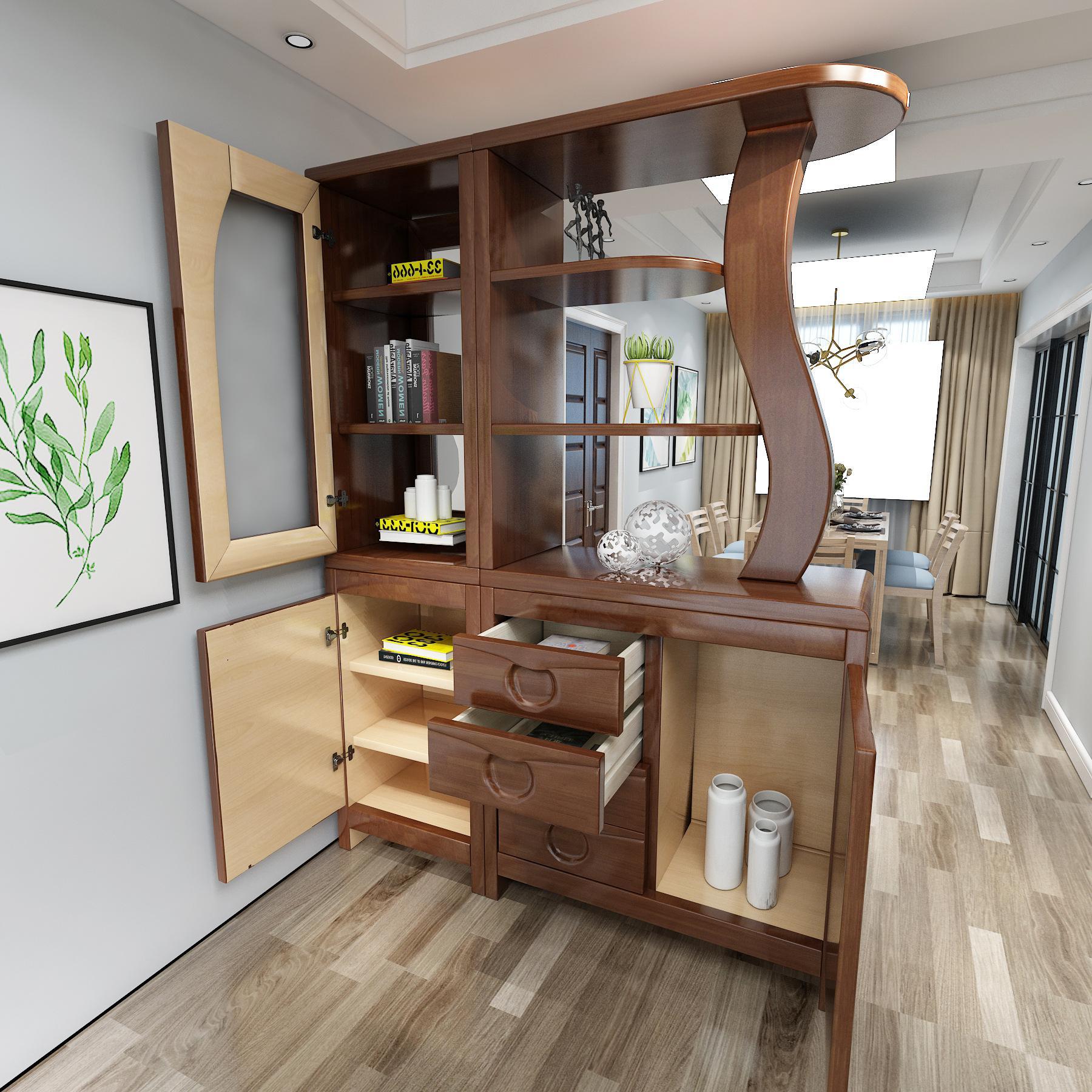 中式实木间厅柜客厅酒柜隔断柜双面玄关柜屏风柜鞋轻奢餐边柜