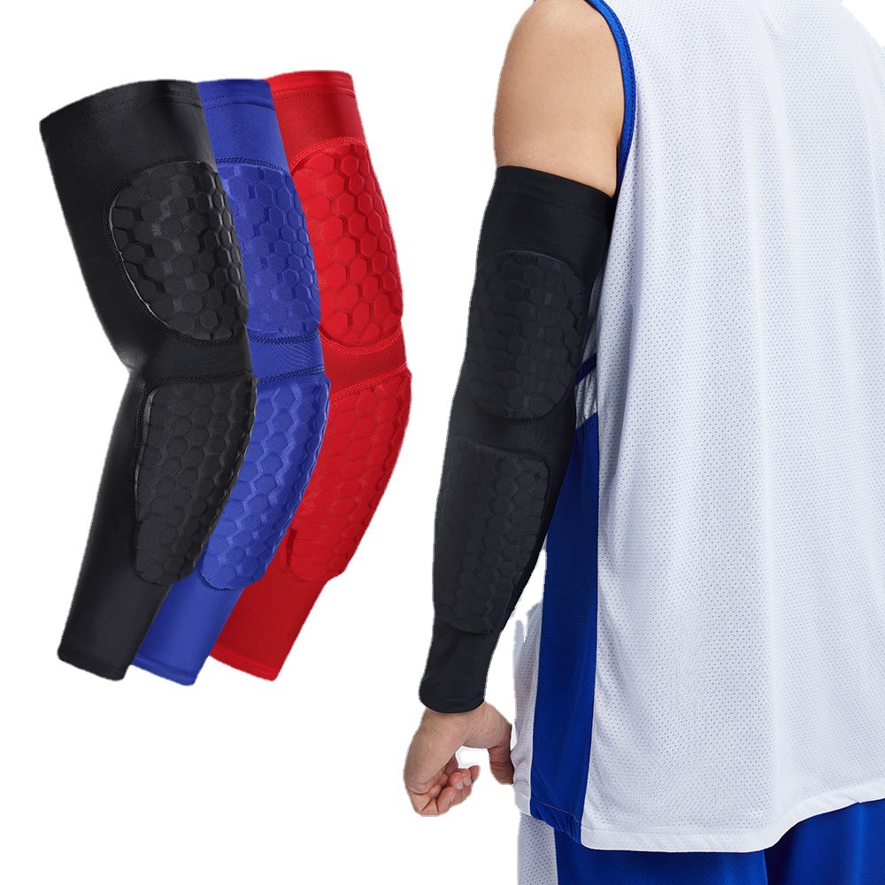 蜂窝篮球防撞护臂莱卡加长加压守门员护肘足球登山橄榄球护肘护手